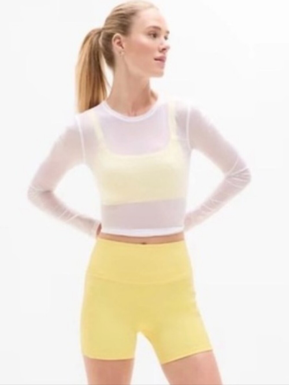 Athleta Salutation Stash High Rise 5" Citron Yellow Shorts